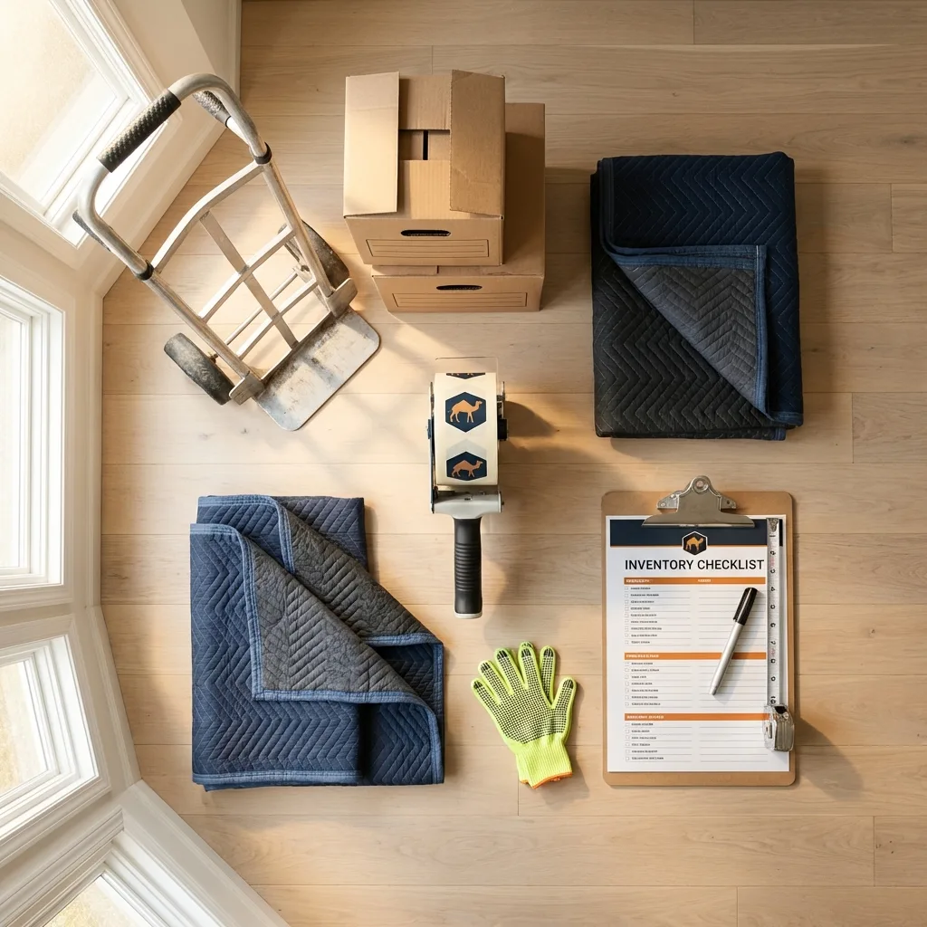 Professional moving supplies and packing materials layout for Rush Springs residential relocations